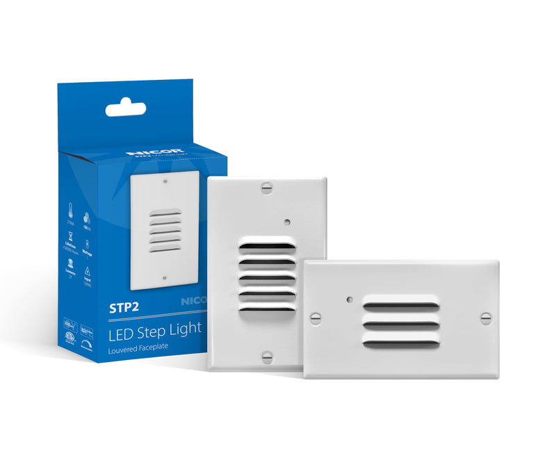 STP2 Louvered White LED Step Light with Photocell (STP2L120WHPC) - NewNest Australia