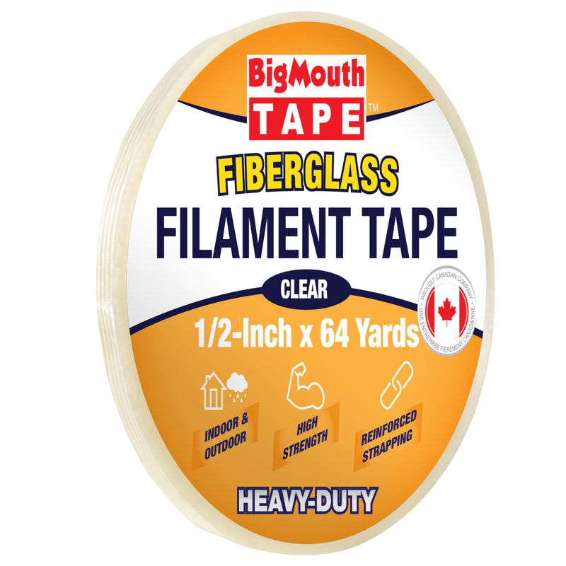 Fiberglass Tape, Available in 6 Sizes, Fiber Reinforced Packing Tape, Used for Heavy Duty Strapping, Fixing, Reinforcing, and Repairing 1/2-Inch x 64-Yards