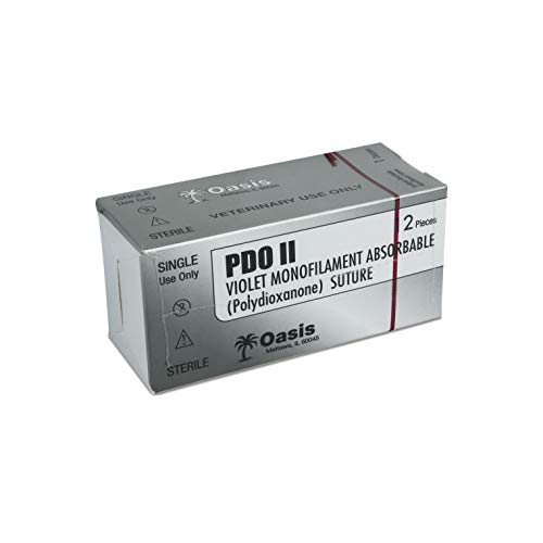 Oasis Vet PDO (Polydioxanone) Surgical Suture, 2-0, (SH) 1/2 26mm Round Bodied Needle, 75cm, 12/Box, Veterinary Use