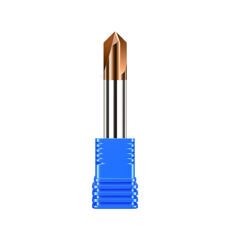 Carbide Chamfer End Mill 90 Degree 1/4" Shank Dia - Carving Bits, V Groove,Tisin Coated 3 Flute - for Alloy Steels, Hardened Steels 1/4" 90° for Steel