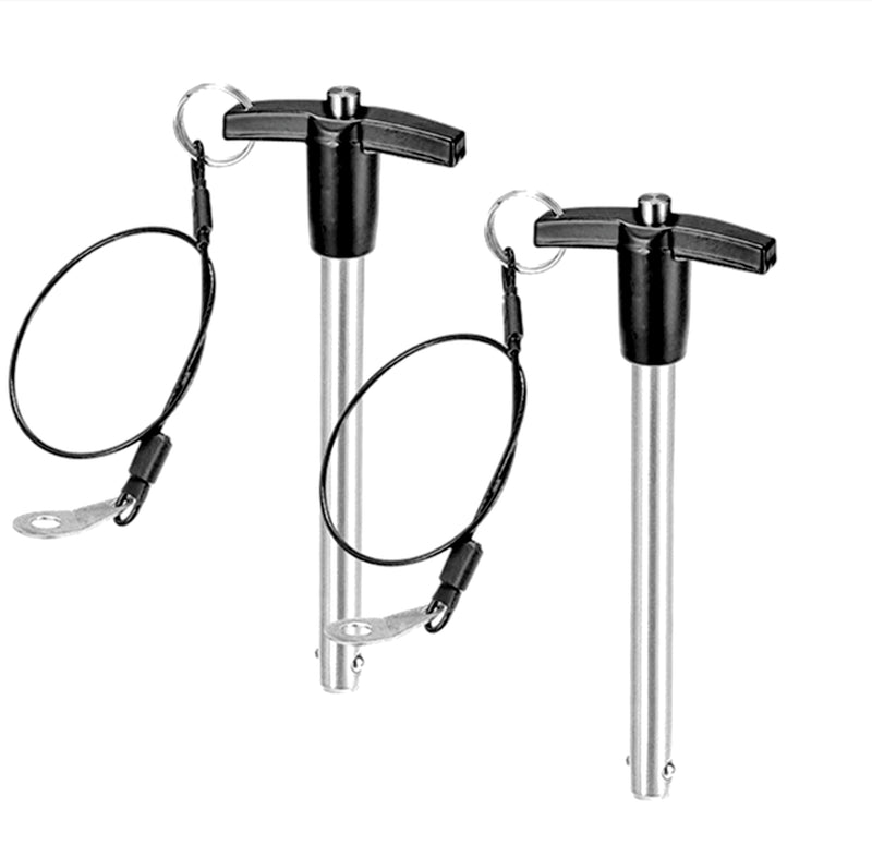 Stainless Steel T - Handle Quick Release Ball Locking Pin with with Lanyard Cable, 1/2" Pin Diameter and 2-1/4" Usage Length (2PCS) 2PCS