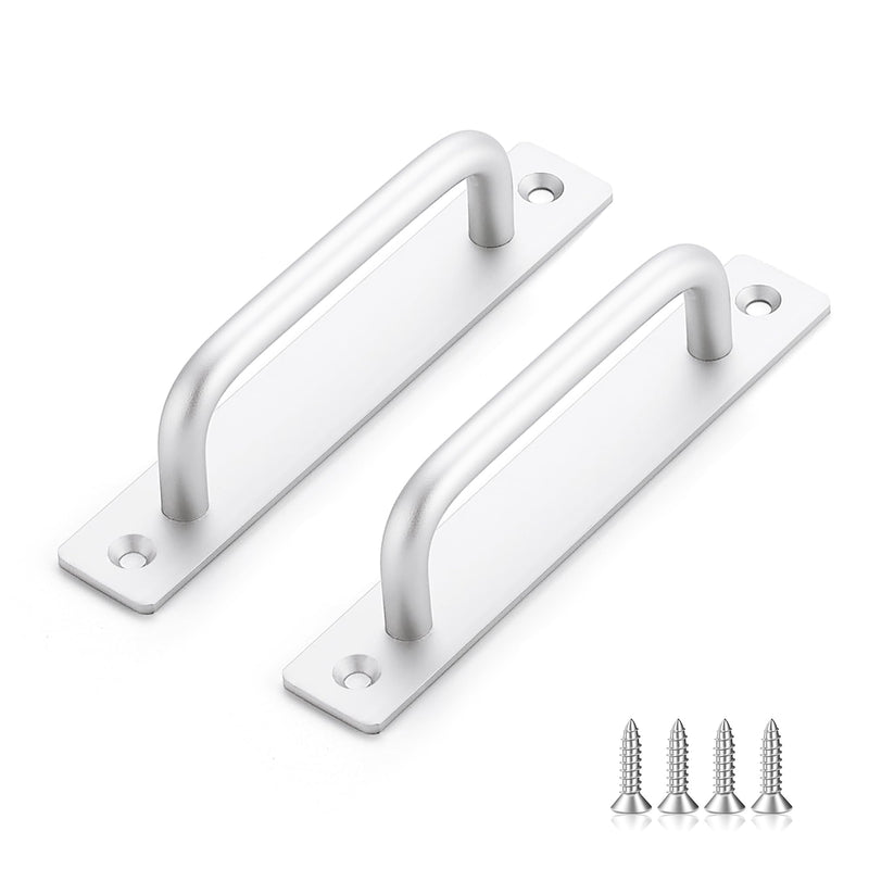 Barn Door Handles 4 Pack Silver Door Handles Sliding Cabinet Pulls 5" Hole Center Screen Cabinet Hardware Zinc Alloy Pulls 5 in hole center