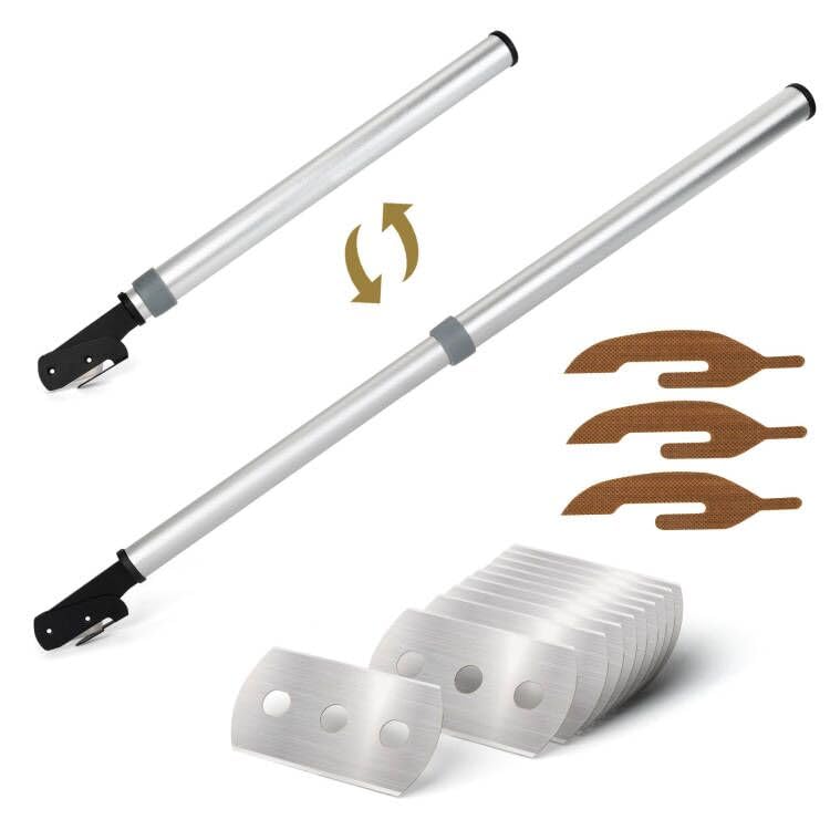 NEWISHTOOL Scalable Pole Long Handle Film Cutter, Anti-Sticky PTFE Felt Adhesive Vinyl Cutter, Wallpaper Backpaper Slitter Cutter 42cm-67cm Long Distance Cutting Knife Tool Safety Cutter