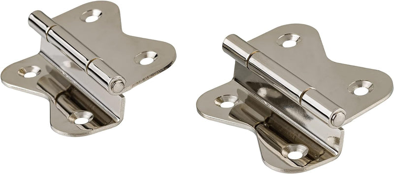 Large Nickel Plated Offset Hoosier Type Butterfly Cabinet Hinges | 4 Pairs/Pack | Hoosier Type Cabinet Reproduction Hardware| UA-210-HPN (4)