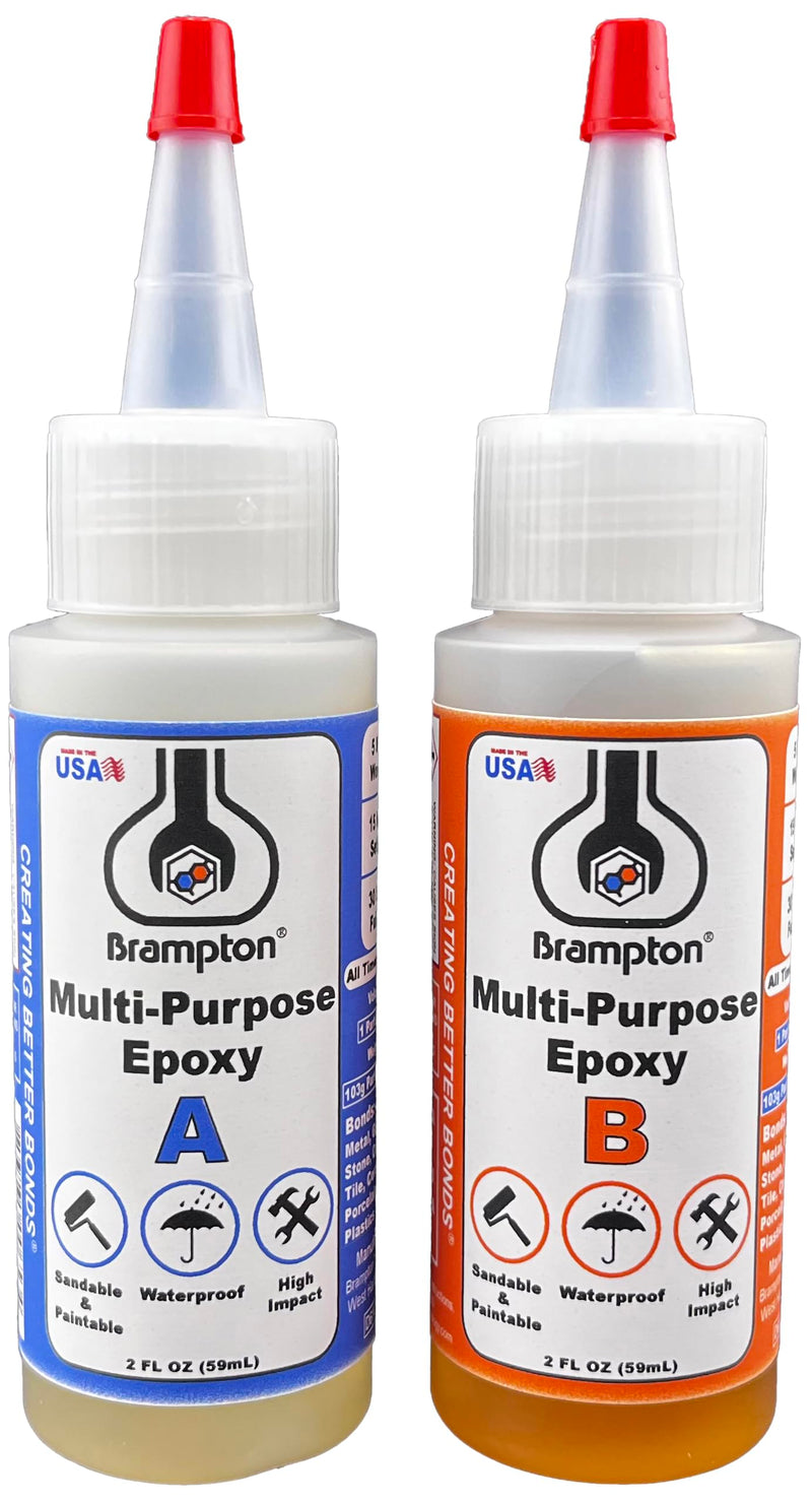 Brampton Multi-Purpose Epoxy - Epoxy Glue Kit for Metal, Wood, Tile, Most Plastics & More - Sets in 30 Minutes - Strong, Durable, Waterproof, Sandable, and Paintable Epoxy Resin (4 oz Kit) 4 FL OZ KIT