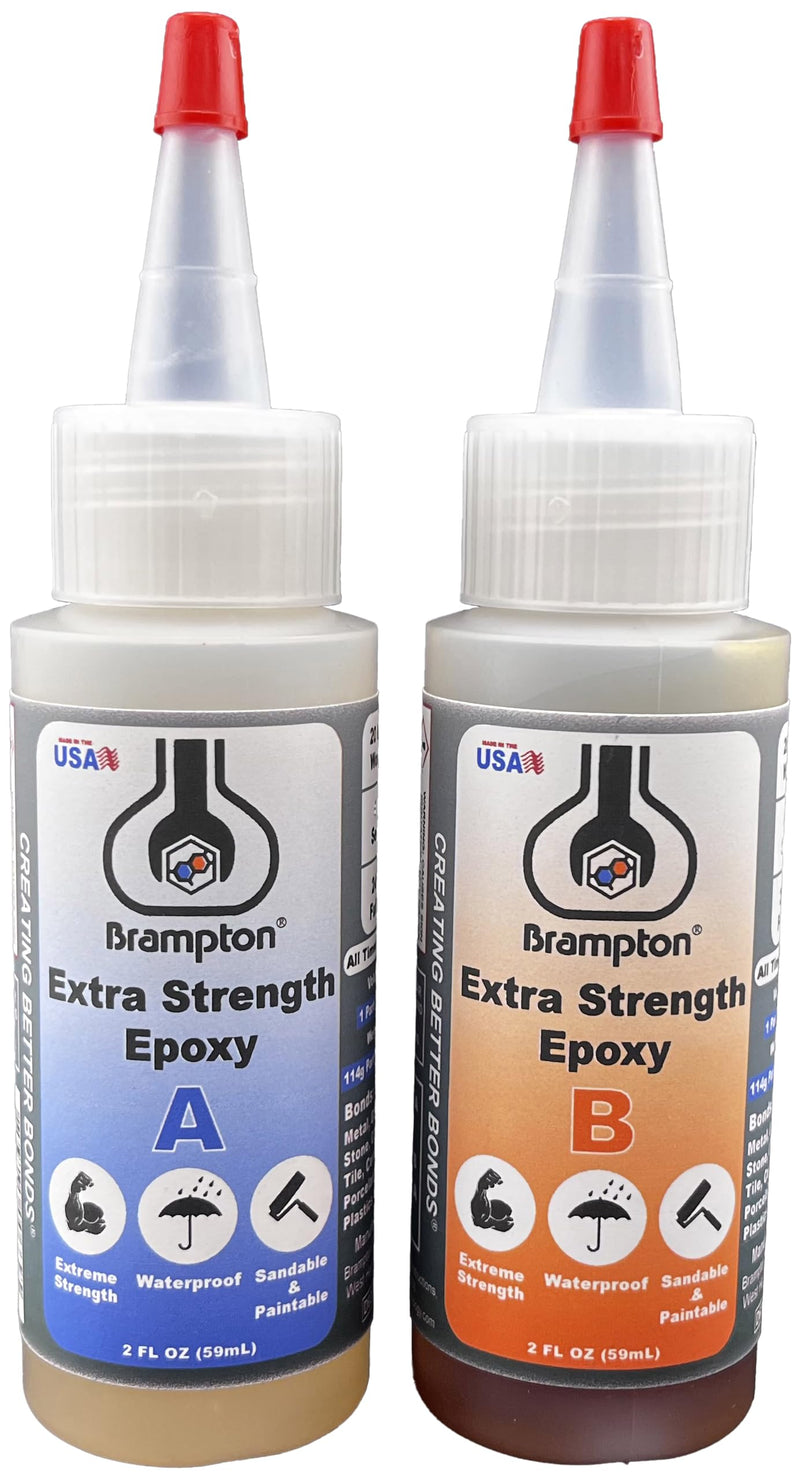 Brampton Extra Strength Epoxy - Epoxy Glue Kit for Metal, Wood, Tile, Most Plastics & More - 20 Minute Work Life - Strong, Durable, Waterproof, Sandable, and Paintable Epoxy Resin (4 oz Kit) 4 FL OZ KIT