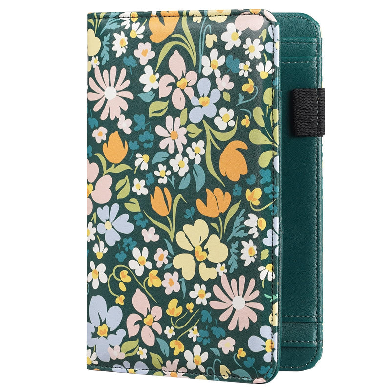 Moofetti Server Book, Waitress Book, Server Books for Waitress with Zipper Pocket Cute Floral Cover 5x8 Inch green floral