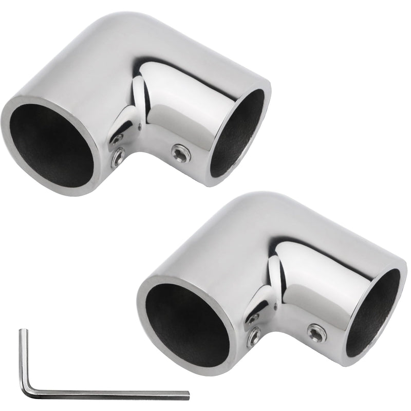 YANYUCB 2-Way Pipe Fitting Elbow Marine 316 Stainless 90 Degree Boat Hand Rail Fitting Elbow Pipe Connector O.D. Tube with L Shape Hex Key 7/8 inch