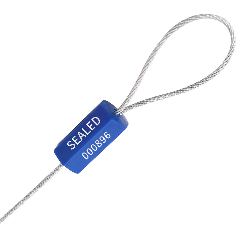 1.8mm 50PC Metal Tamper Seal Security Seal Cable Seal for Trailer Truck Container Shipping Seals, Numbered, Pull Tight Steel Wire Seals, 12 Inches, Blue 50 PCs