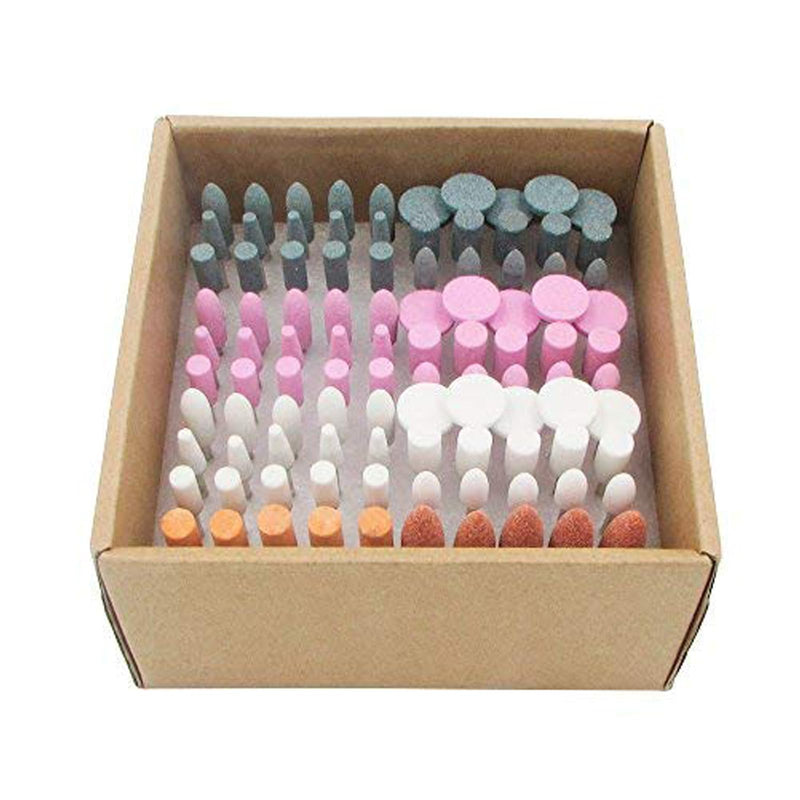𝐉𝐔𝐍𝐋𝐈𝐗𝐍 100 Pcs Rotary Grinding Stones - 3/32" Shank Abrasive Stone Mounted Grinding Bits Assorted Sharpening Kits for Rotary Tools Includes Dremel