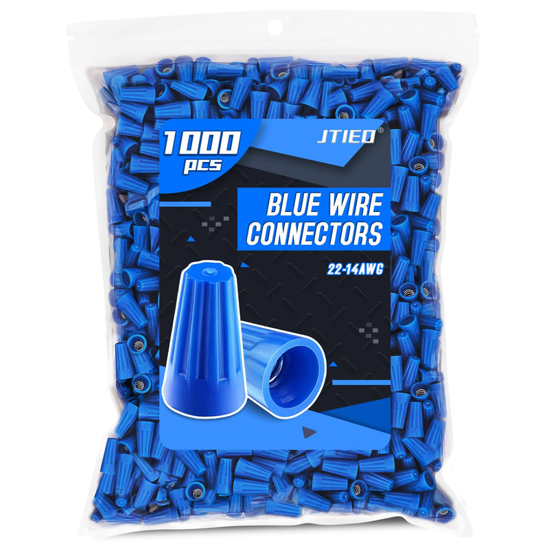 1000 Pcs Blue Wire Connector Nuts, Insulating Insert Twist Electrical Connectors Wire Caps for Quick Connection (AWG 22-14) Blue(AWG 22-14)