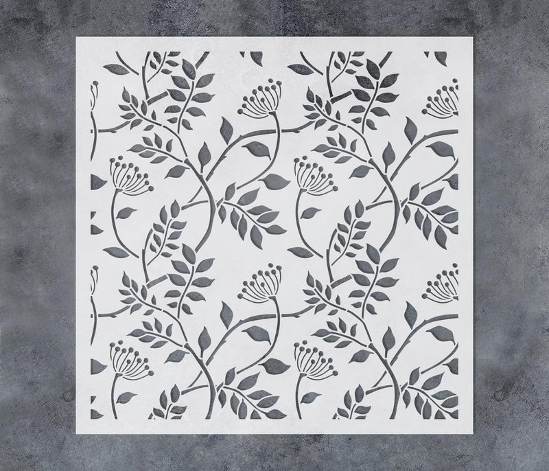 GSS Designs 12x12Inch Trailing Leaf Pattern Wall Stencil for Painting Botanical Leaves DIY Home Decor Stencils Stencils for Painting on Walls Wood Furniture Crafts Leaf 12'' x 12''