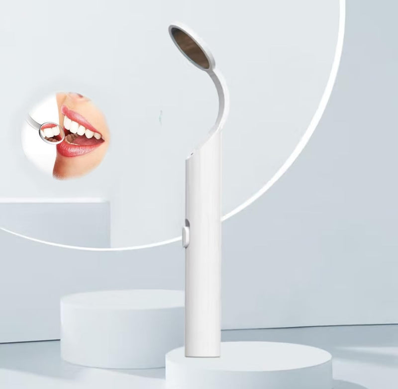 Dental Mirror with Light,Teeth Inspection LED Mirror,Anti-Fog Mouth Mirror,Dentist Plaque Removal Oral Care Tool-Dental Cleaning Kit White