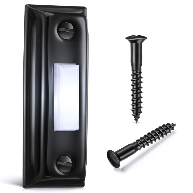 Dreyoo Metal Doorbell Push Button, Heavy Duty Metal Door Bell Wired Button LED Lighted Wall Mounted Door Bell Push Buttons for Home Universal Garage Door Opener Switch (Black) Black
