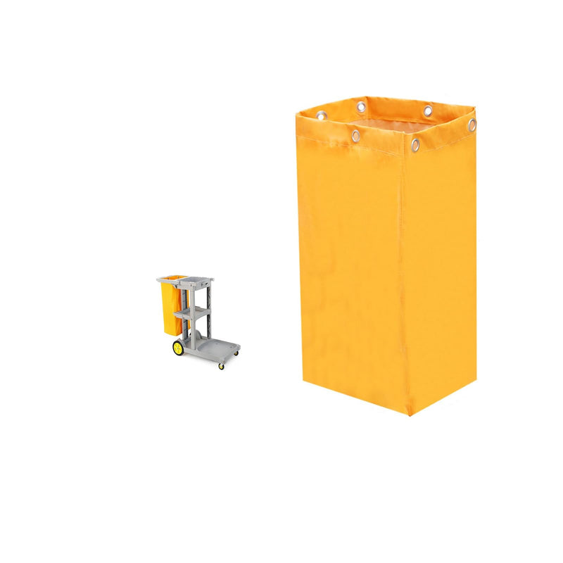 Replacement Janitorial Cart Bag-16 x 11 x 27inches, High Capacity Waterproof Thickened Housekeeping Commercial Janitorial Cleaning Cart Bag with 6 Brass Grommets - 23 Gallon (Yellow) Yellow