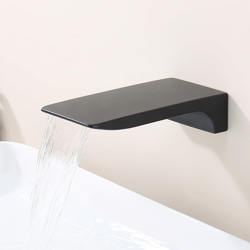Waterfall Tub Spout Black Tub Spout for Bathtub Faucet SUS304 Stainless Steel & Solid Brass Bathroom Tub Faucet Replacement High Flow Shower Spout Matte Black Tub Spout Wall Mount, TS4-BK Only Spout