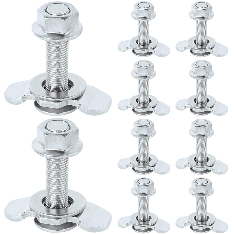 L Track Threaded Stud Fittings L-Track Threaded Double Stud Lug Fitting Tie Down, Used with L Track Rails for Truck Bed or Trailer Cargo Control, Pack of 10, Sliver Silver