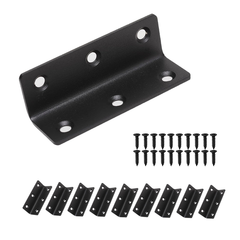 L Bracket, Heavy Duty Corner Brace, 10 Pack 3.2" Metal Shelf Bracket Angle Bracket for Shelves, Black Metal Braces for Wood, 80mm Overall Length 3.2 inch