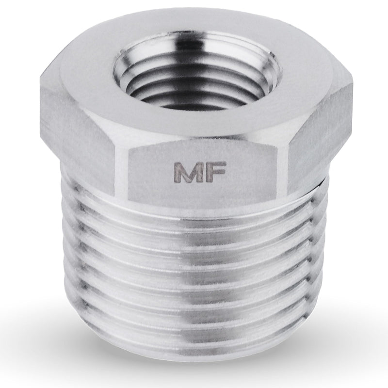 MAACFLOW Stainless Steel 3/8" Male NPT to 1/8" Female NPT Adapter Reducer Hex Bushing (Thread OD 0.65" - ID 0.34") (Pack of 1) 3/8" MNPT x 1/8" FNPT Pack of 1