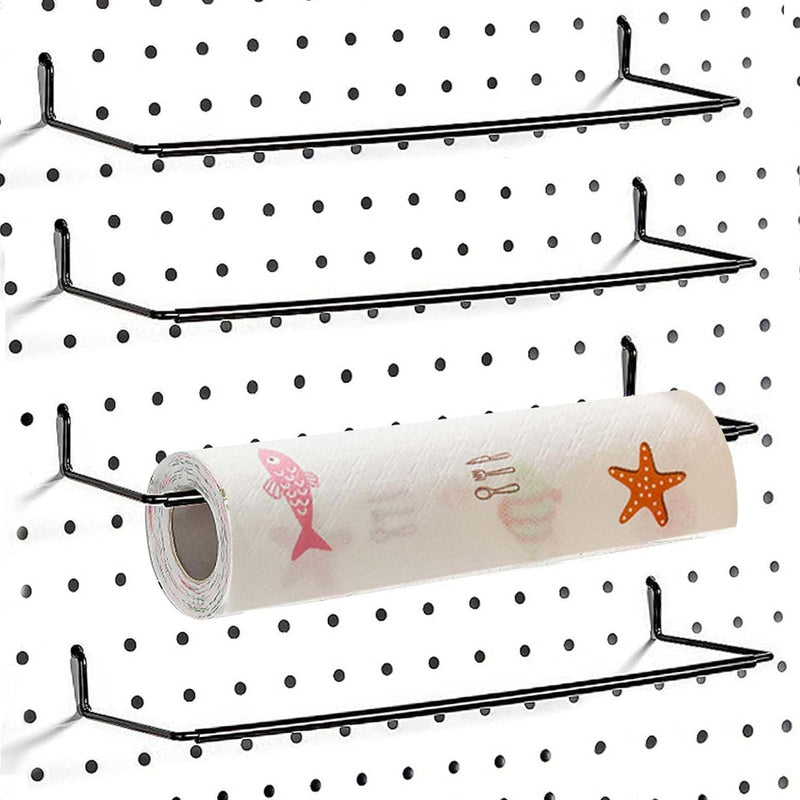 AccEncyc 4 Pack Pegboard Towel Holder Pegboard Hooks for Paper Towels, Kitchen Towels, Stickers, Tapes Great Peg Board Organizer Accessories for Workshop, Garage, Kitchen 4 Pcs
