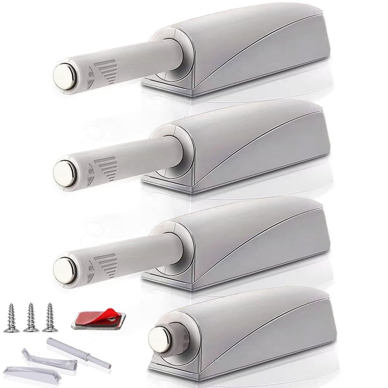 Push to Open Door Latch Cabinet Hardware CBRIVE 4 Pack Magnetic Push Latches & Lock for Hidden Door Heavy Duty Magnet Push Release Drawer Pull Tip on Closet Close Touch Locking Strong Pop Out, Grey Gray