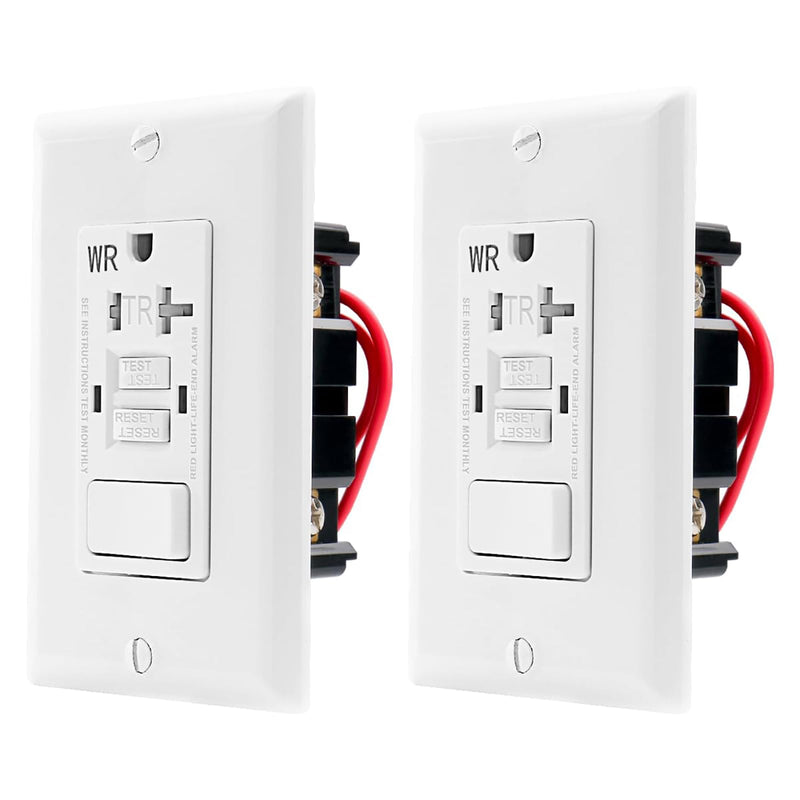 Baomain 2PCS GFCI Outlet Receptacle with Switch, 20A 125VAC 60Hz, Tamper Resistant&Weather Resistant,ETL Listed,Back&Side Wire,White (20Amp.) 2