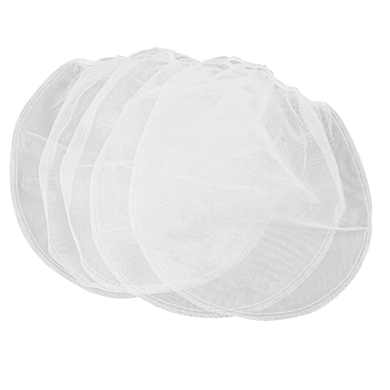 Paint Strainer Bags 1 Gallon Paint Filter Bag White Fine Mesh Disposable Bag Bucket Strainer with Elastic Drawstring Top Opening for Paint Gardening, 5 Pack