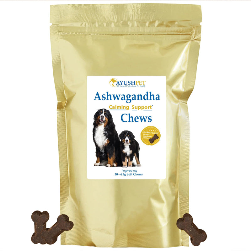 Ayush Pet Ashwagandha Calming Support Chews, Ayurvedic Calming Supplement for Dogs and Cats, Ashwagandha Herbal Supplement, 30 Chews - PawsPlanet Australia