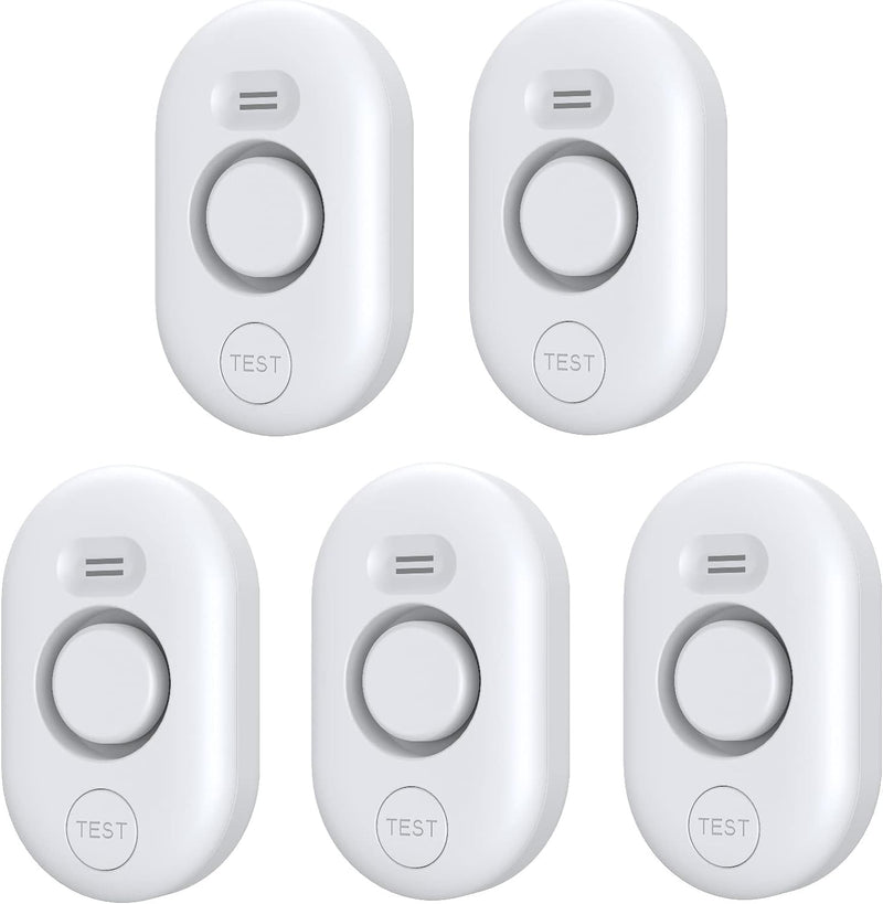 5 Pack Water Leak Detectors for Home, 100dB Water Sensor Alarm for Basement, WD60 Flood Leakage Detection Devices for Pipe/Drain/Sink/Faucet Drip,Floor Flooding in Bathroom/Kitchen/Toilet/Laundry Room 5 Sensors White
