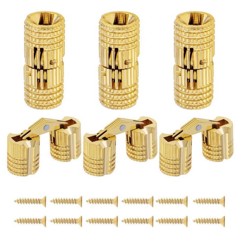 8Pcs 8 mm Hidden Brass Barrel Hinges, 180 Degree Opening Angle Concealed Furniture Hinges for DIY Jewelry Box Hand Craft (8, 8mm)