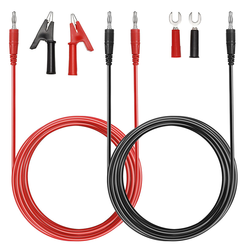 Sumnacon 4 in 1 Banana Plug Alligator Clip Pure Copper Fork Test Lead, 6.6 Ft Multimeter Flexible Test Lead Wire Cable with Protective Jack Copper Clamps for Electrical Testing 1000V/15A