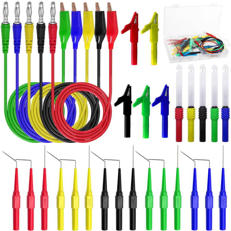 Linkhood 31PCS Back Probe Kit, Banana Plug to Copper Alligator Clip Automotive Test Leads Set, Insulation Wire Piercing Probes, Test Wires for Car Repairing Diagnostic Circuit Testing (30) 30
