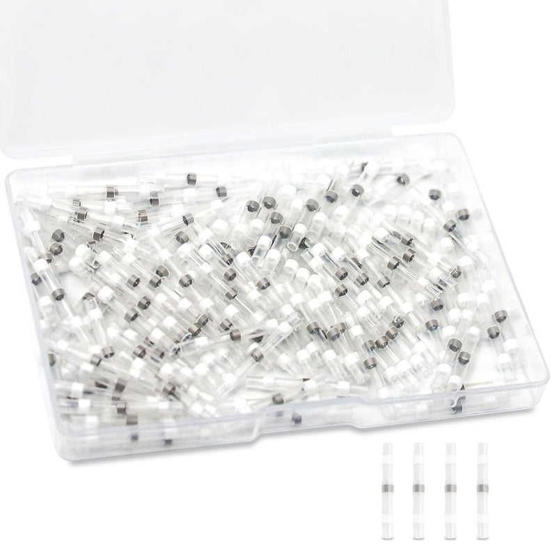 120PCS Solder Seal Wire Connectors, Heat Shrink Wire Butt Connectors, 26-24AWG Waterproof Solder Stick Wire Connectors. 26-24AWG(120PCS) White