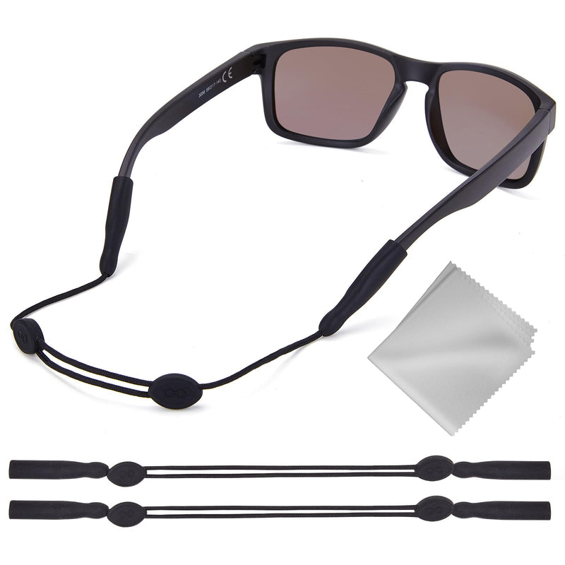 No Tail Eye Glasses Holder Strap - Adjustable Sunglasses Straps Cords for Men Women - Eyeglass Holders Around Neck - Eyewear String Lanyard Retainer -2PCS（14in Black Adult 2Pcs
