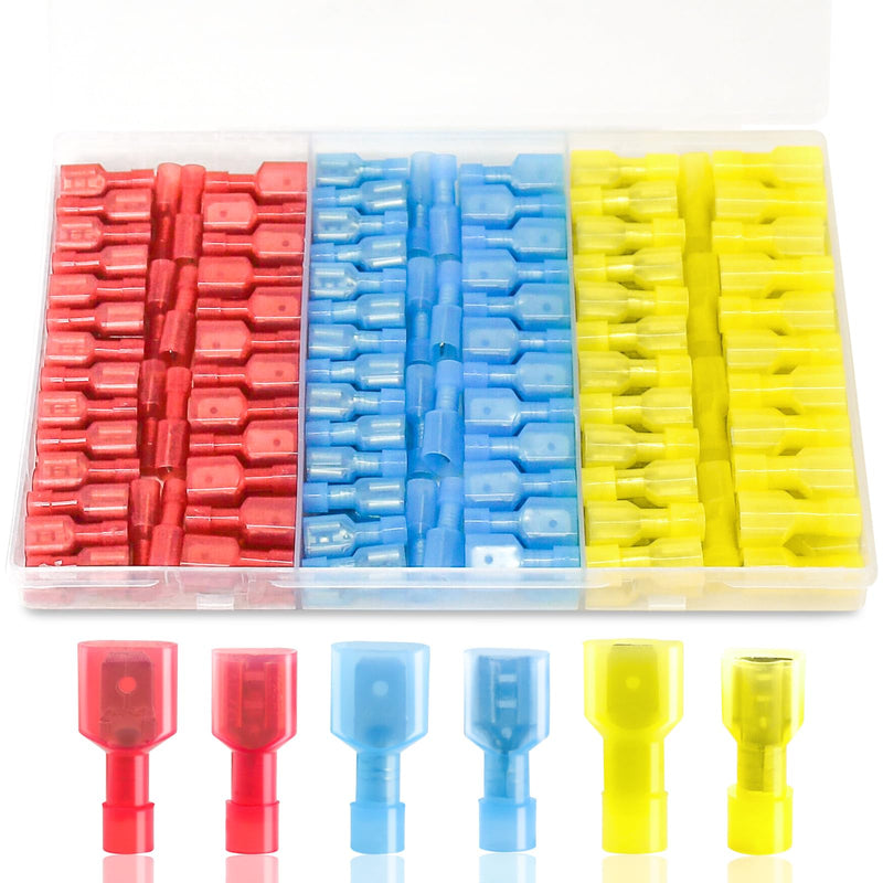 160PCS Spade Connector Kit, 22-10AWG Quick Disconnect Wire Connectors, Nylon Insulated Spade Terminal Connectors Male and Female Kit-160PCS