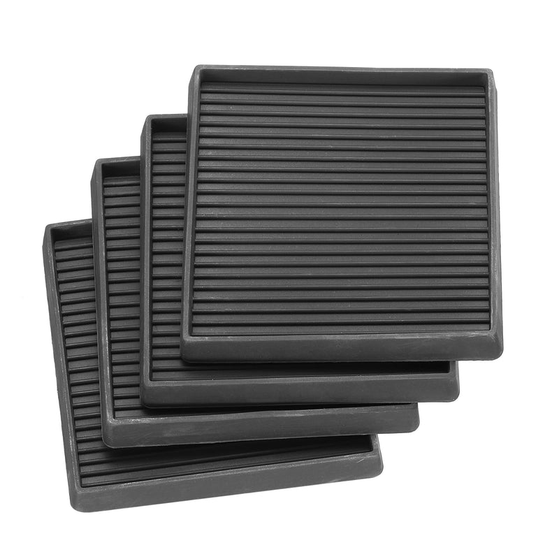 uxcell Furniture Pads, 4Pcs 4'' x 4'' - Square Rubber Chair Leg Floor Protectors, Non-Slip Caster Cup with Anti-Slip Strips for Hardwood Floors (Black) 4'' Black