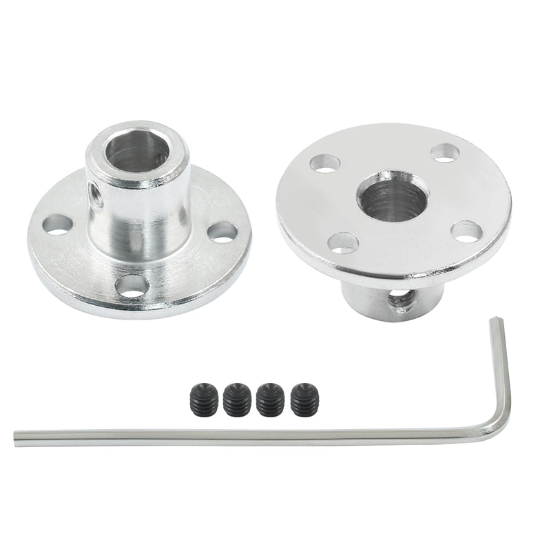 Luomorgo 4 Pcs 6mm/1/4 inch Metal Flange Shaft Coupling Rigid Flange Coupling Motors Guide Shaft Axis Bearing