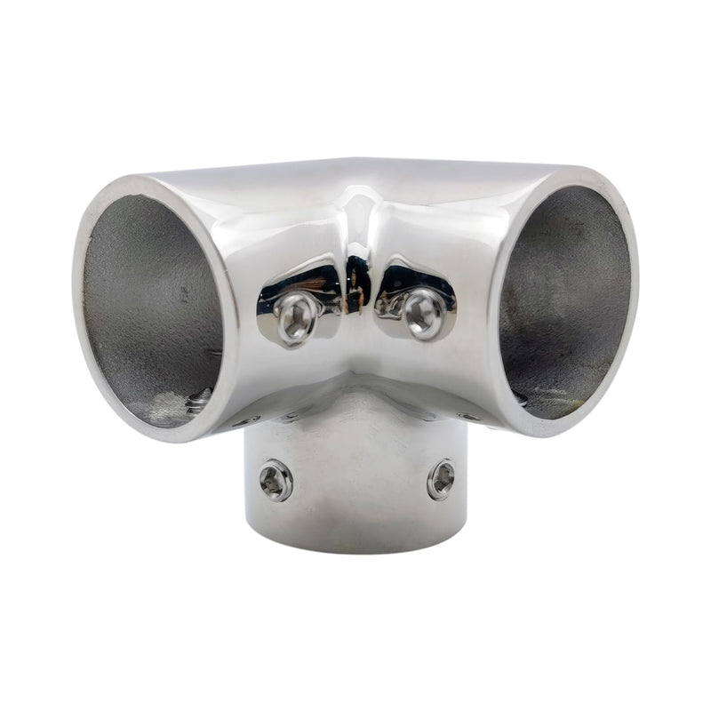 Marine Grade Heavy Dudy Pipe Hand Rail Tee 316 SS Mirror Polished Hand Rail Fitting-90 Degree 3 Way Corner Elbow 7/8IN OR 1IN