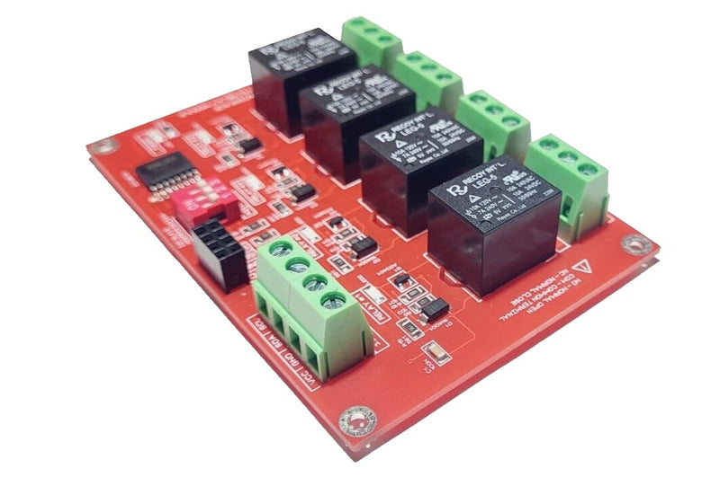 4 Channel I2C Relay Electromagnetic 3.3V 5.0V Compatible with Arduino Raspberry PI MCU DIN Rail Compatible Home Automation & DIY Projects. with Built in LED Indicators