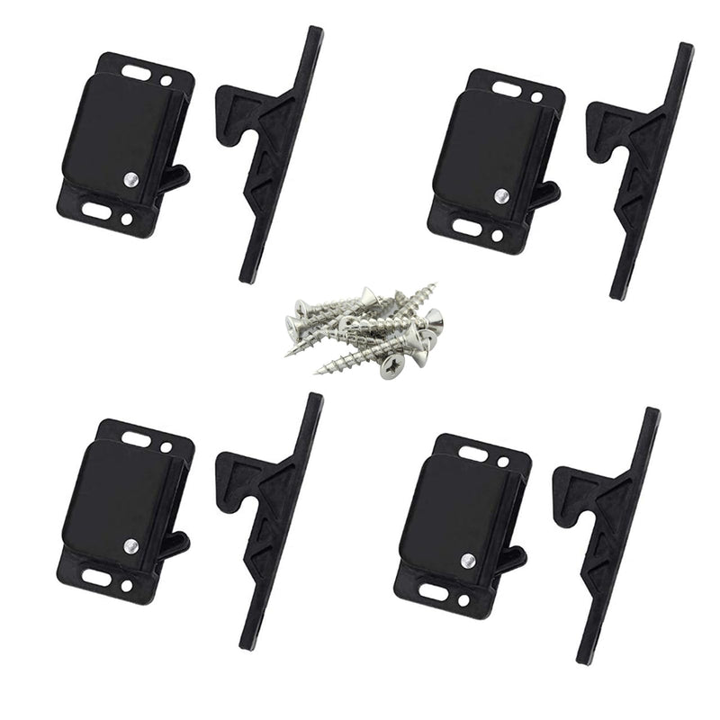 Set of 4 Premium Grabber Catches 10LB Pull Force RV Cabinet Door Latch - Baby Safety Locks for Camper, Trailer, Motor Home, Kitchen, Motorhomes, Boats, Drawer Latches - OEM Replacement- Push to Close