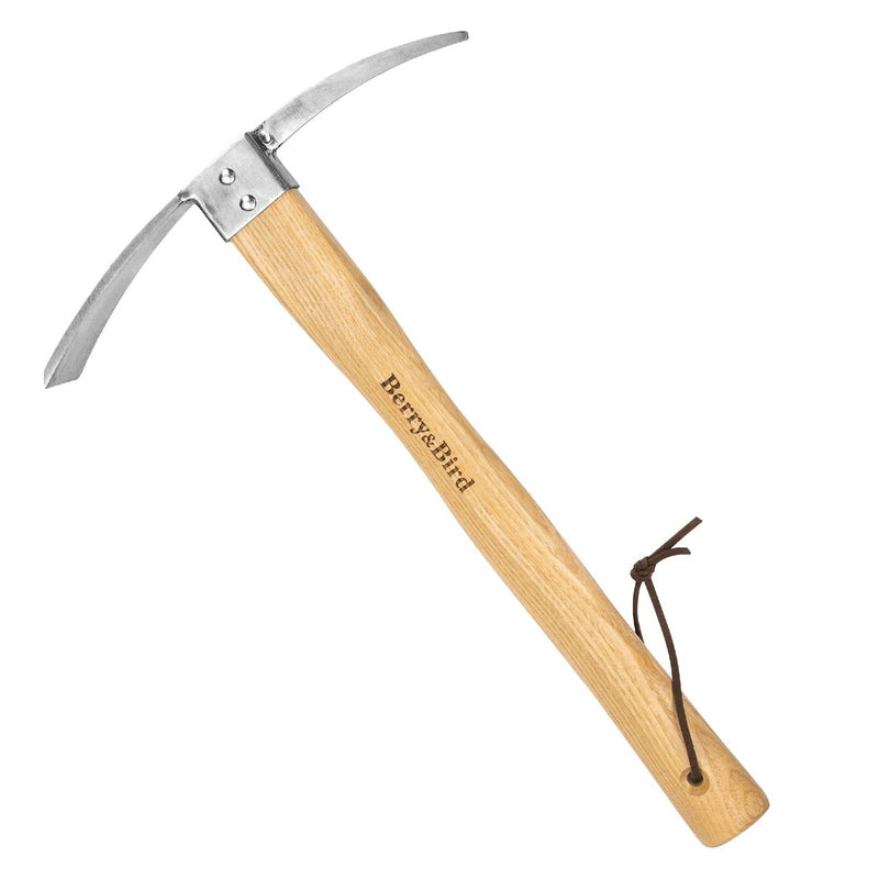 Berry&Bird Gardening Pick Axes, Stainless Steel Pickaxe Mattock Hoe with Wooden Handle, Heavy Duty Pick Axe Hand Tool for Transplanting Digging Planting Loosening Soil Camping or Prospecting Lenght:14.9inch