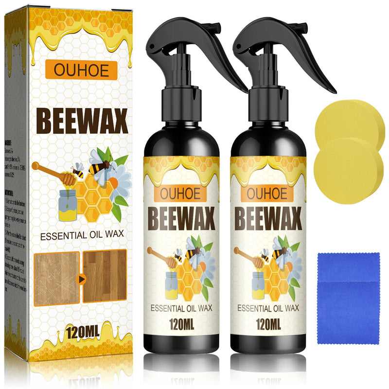 2PCS Natural Beeswax Spray, Beeswax Spray Cleaner, Beeswax Furniture Polish, The Original Beeswax Spray, Wood Seasoning Beewax For Furniture Floor, for Furniture, Floor, Tables, Cabinets 0.5 Fl Oz (Pack of 2)