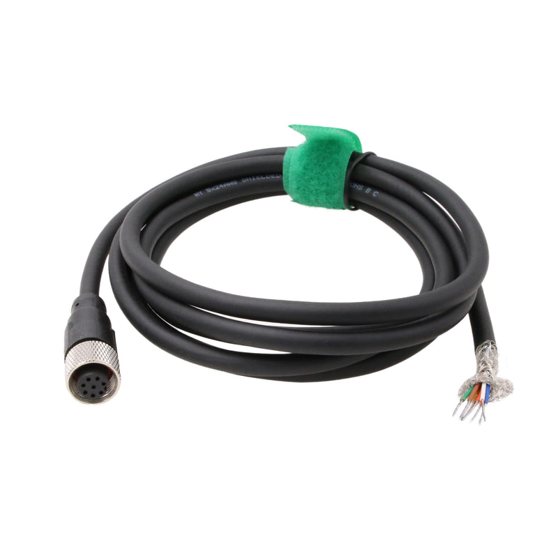 M12 A Coded 8 Pin Female Aviation to Flying Leads Cable Shielded for Actuator Sensor Signal Industrial Controls Automation, Device Network DeviceNet, CANopen, IO Link, Profibus 3m 8 pin female to open