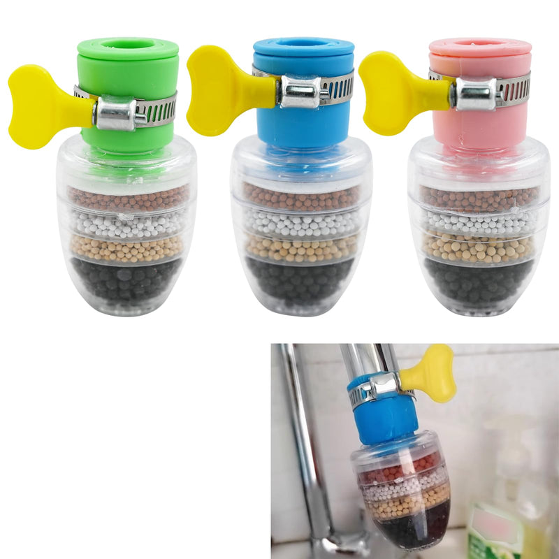3 Pcs Faucet Water Filter,6 Layer Cartridge Activated Carbon Filters Water Filter Faucet, Water Filter Replacements for Sink Applicable 1/2inch - 3/4inch Faucet 3PCS
