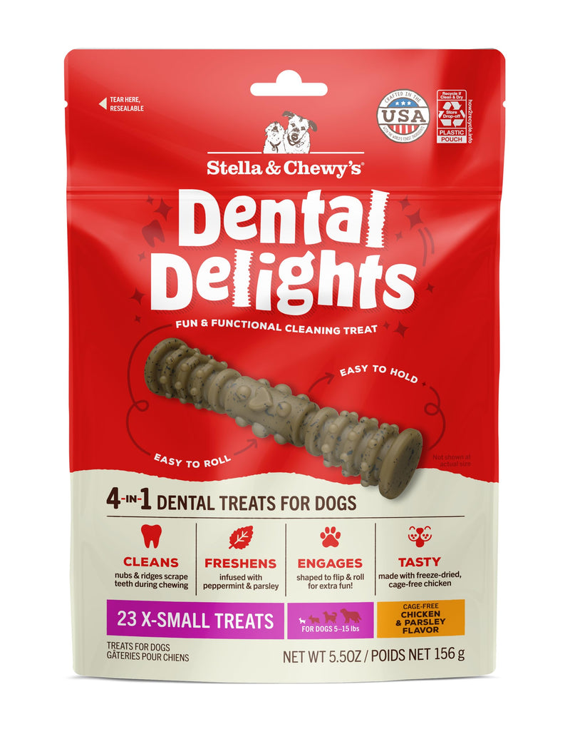 Stella & Chewy's Dental Delights with Freeze-Dried Chicken - Extra Small Dental Treats for Dogs, 5.5 Ounce Bag Chicken (Extra Small Treat) 5.5 Ounce (Pack of 1)