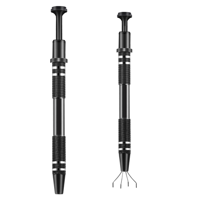 2Pcs 4 Prongs Jeweler's Pick Up Tool Stainless Steel Piercing Ball Grabber 4 Prong Diamond Claw Tweezers Pearl Grabber Pick Up Tool for Tiny Objects Ic Chips Electronic Components