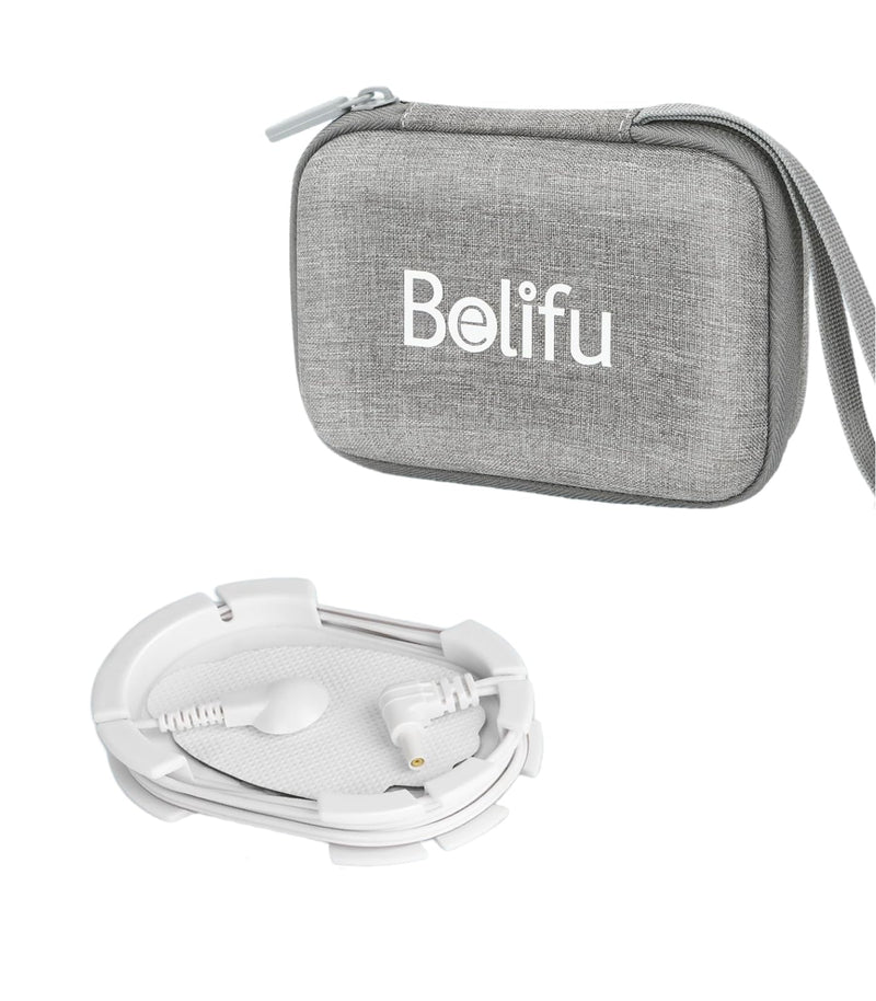 Belifu Storage Bag with Wrapable Pads Holder, Hard Travel Case for Tens Unit, Electrode Pads and Wires Organizer, Portable Zipper Bag with Film and Mesh Bag