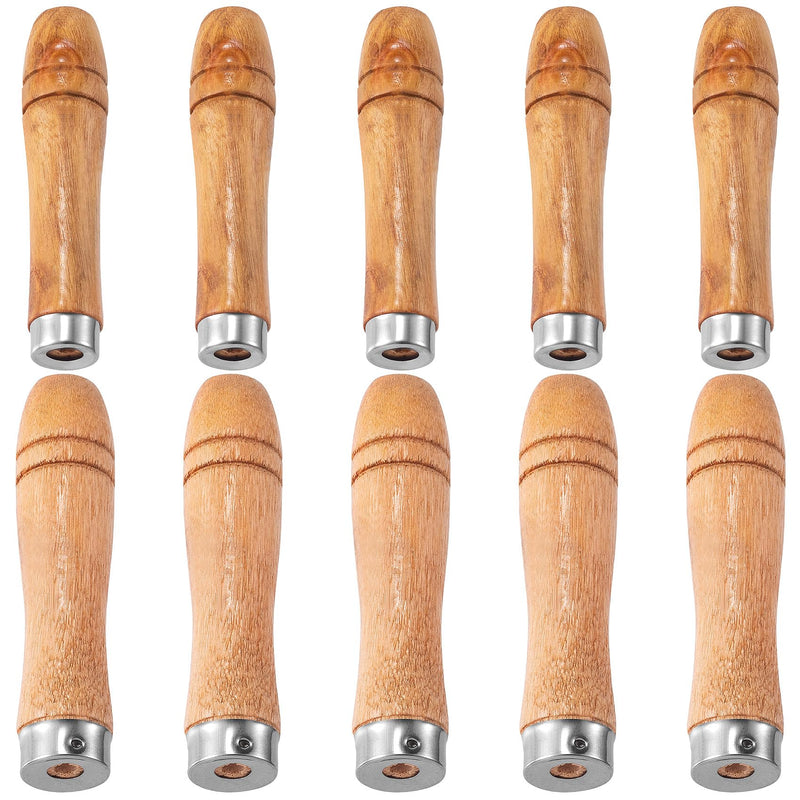 Wooden File Handle with Metal Collars 10pcs, 5pcs Medium Wooden Handle for 6"-8" File & 5pcs Large Wood Handle for 10"-12" File