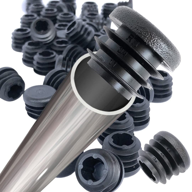 1 Inch Extra Durable Round Tubing End Cap (1-Inch Outer Dimension of Tube), 14/20 Guage 8 Packs, Durable Black Plastic LDPE, Chair Glides (8, 14-20 Gauge)