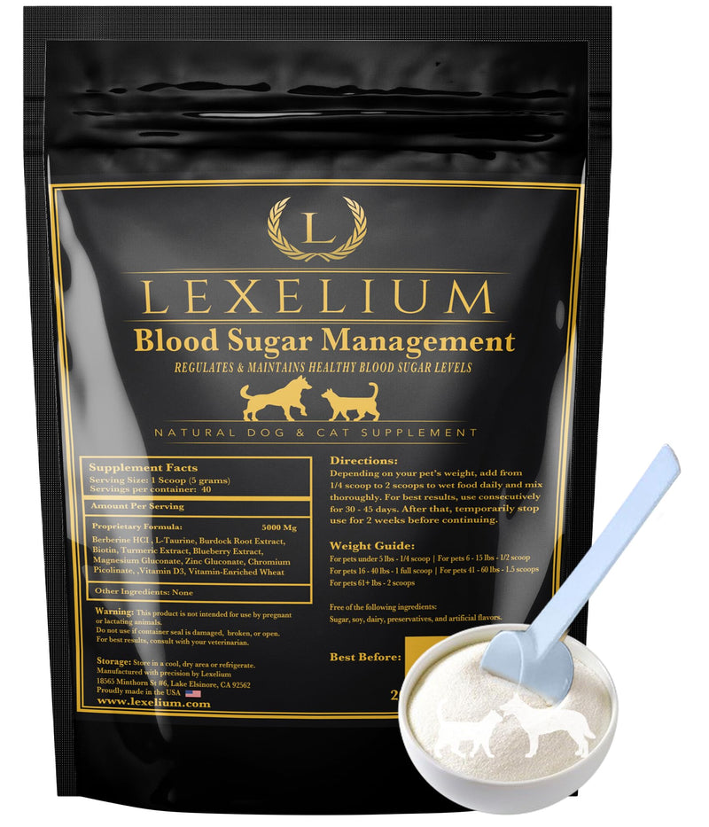 Blood Sugar Management for Diabetic Dogs and Cats- Vet-Formulated Powder Formula -Supports & Regulates Healthy Blood Sugar Levels- Supplements Insulin Sensititivity & Glucose- Made in The USA -200g - PawsPlanet Australia